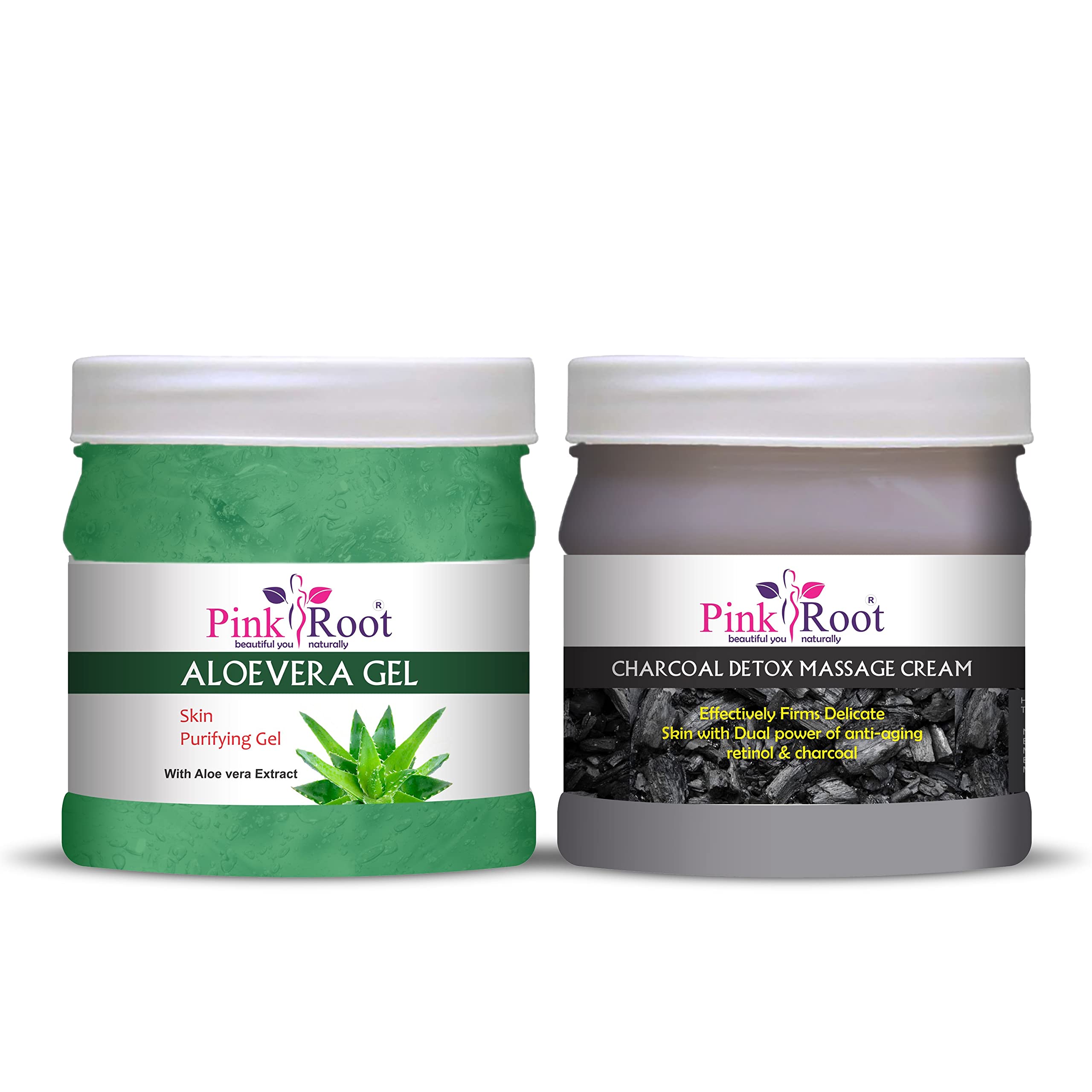 Pink Root Aloevera Gel 500gm With Charcoal Cream 500gm
