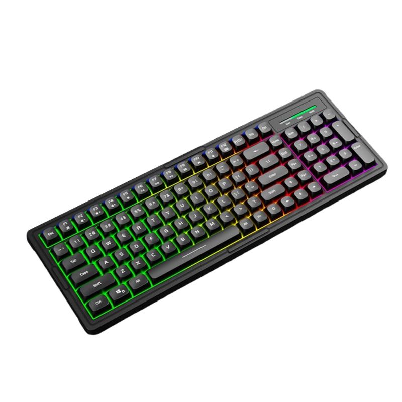 Gaming Keyboard with Tactile Feedback Color Illumination Waterproof Construction Universal Compatibility