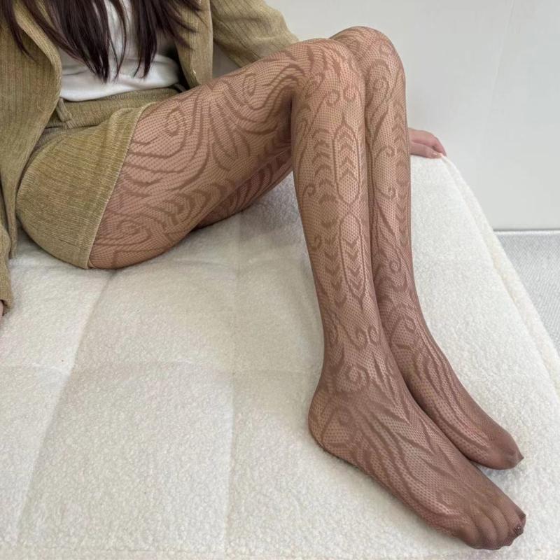 Women Vintage Hollowed Out Fishnet Pantyhose Stockings Japanese Aesthetic Exotic Patterned Sheer Mesh Tights Leggings