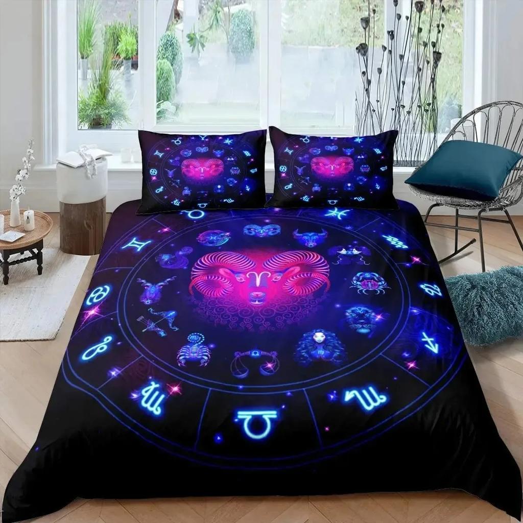 Gemini Comforter Cover Set Twin Size Constellation Duvet Cover Set Outer Space Universe Planet Print Bedding Set for Kids Teens