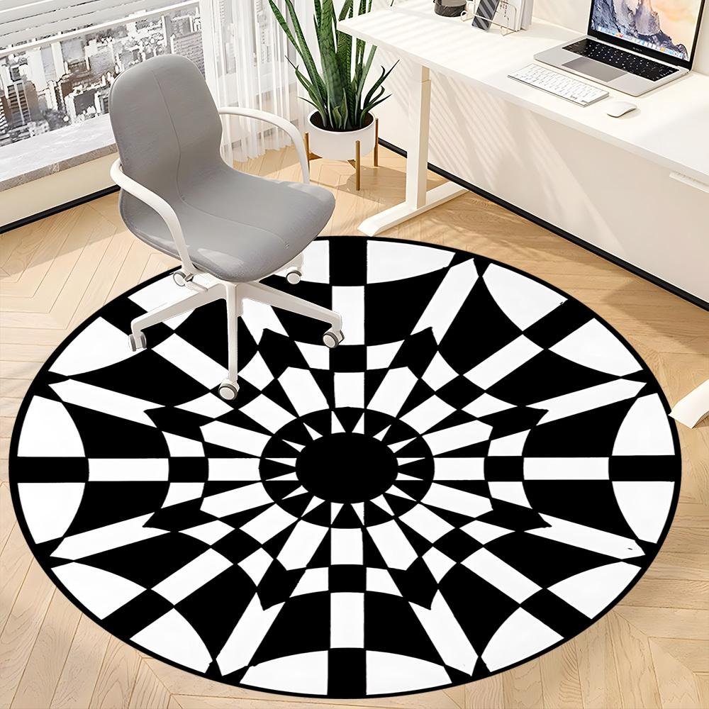 1pc Optical Illusion Carpet for Office Non-Slip, Round Carpet, Soft & Comfortable, Carpet for Office, Lightweight Round Floor Mat