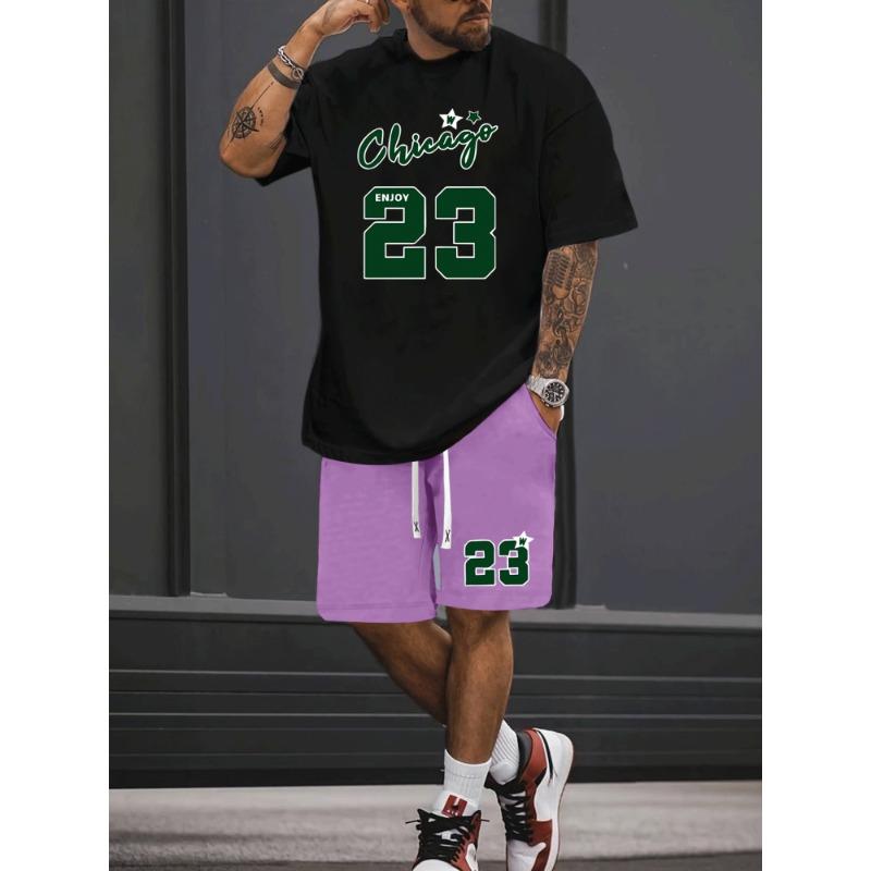 T Men T-Shirt Shorts Pants Suit Casual Short Tracksuit  Vintage Outfit Sportswear Male Clothing