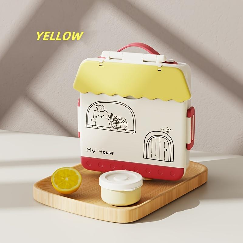 Bento Box for Adults,4 Compartment Microwave-Safe Insulated Lunch Container with Utensils, Durable PP Material, Includes Microwaveable Bowls