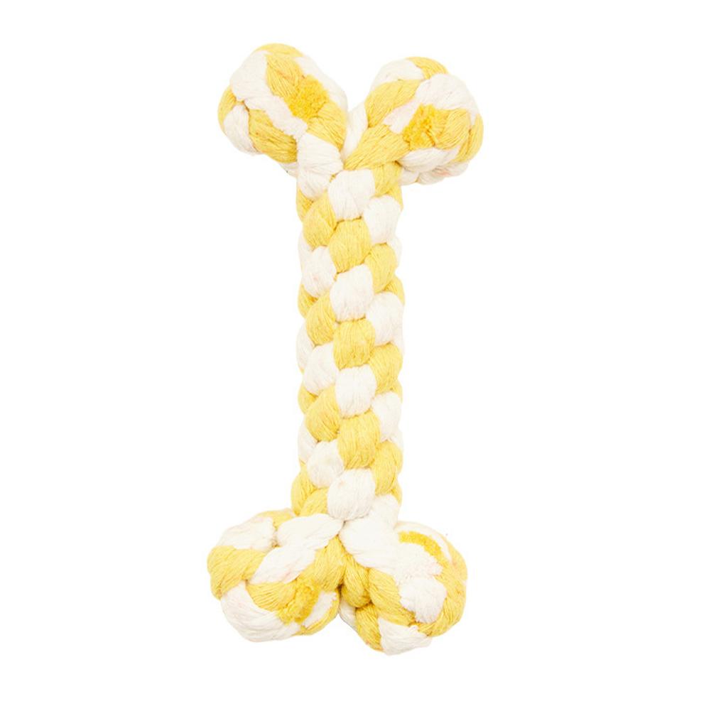 Cotton Rope Dog Toy Bone Shaped Puppy Teething Chew Toy Natural Cotton Thread Braided Rope Toy For Small Dogs Teething Cleaning