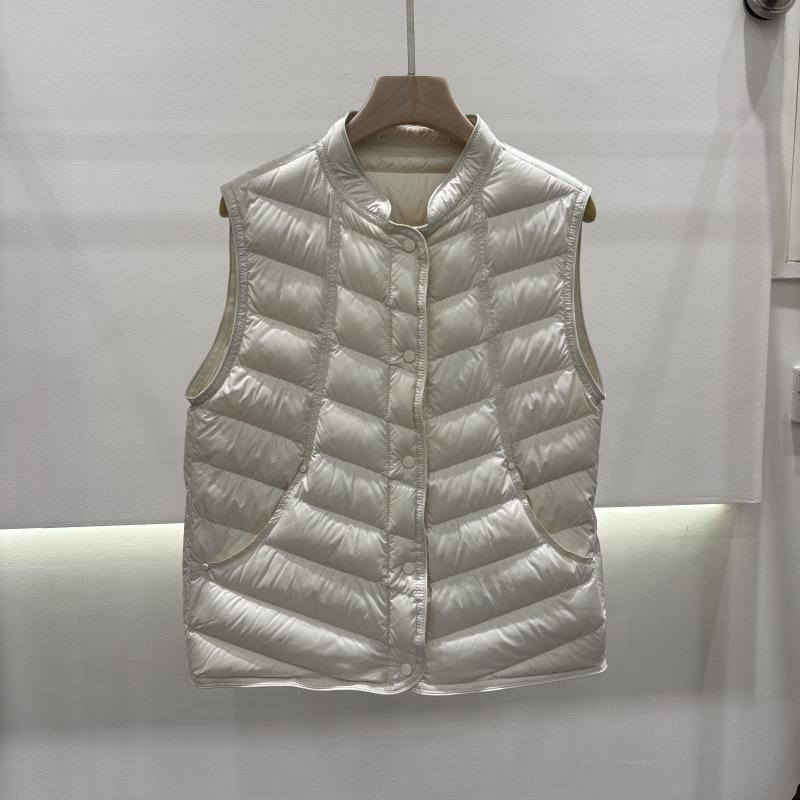 Modă nouă toamnă și iarnă vestă scurtă cu guler mic stând în picioare vestă cu twill ușor vestă cu puf de rață albă vestă vestă vestă vestă