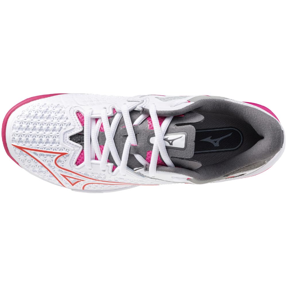 Tennis Shoes Wave Exceed TOUR 6 OC Artificial Grass Court Club Activities Lightweight Soft Tennis Hard Tennis White X Pink X Red Cm E [Mizuno]