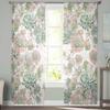 Summer Watercolor Tropical Plants Voile Sheer Curtains Living Room Window Tulle Curtain Kitchen Bedroom Drapes Home Decor