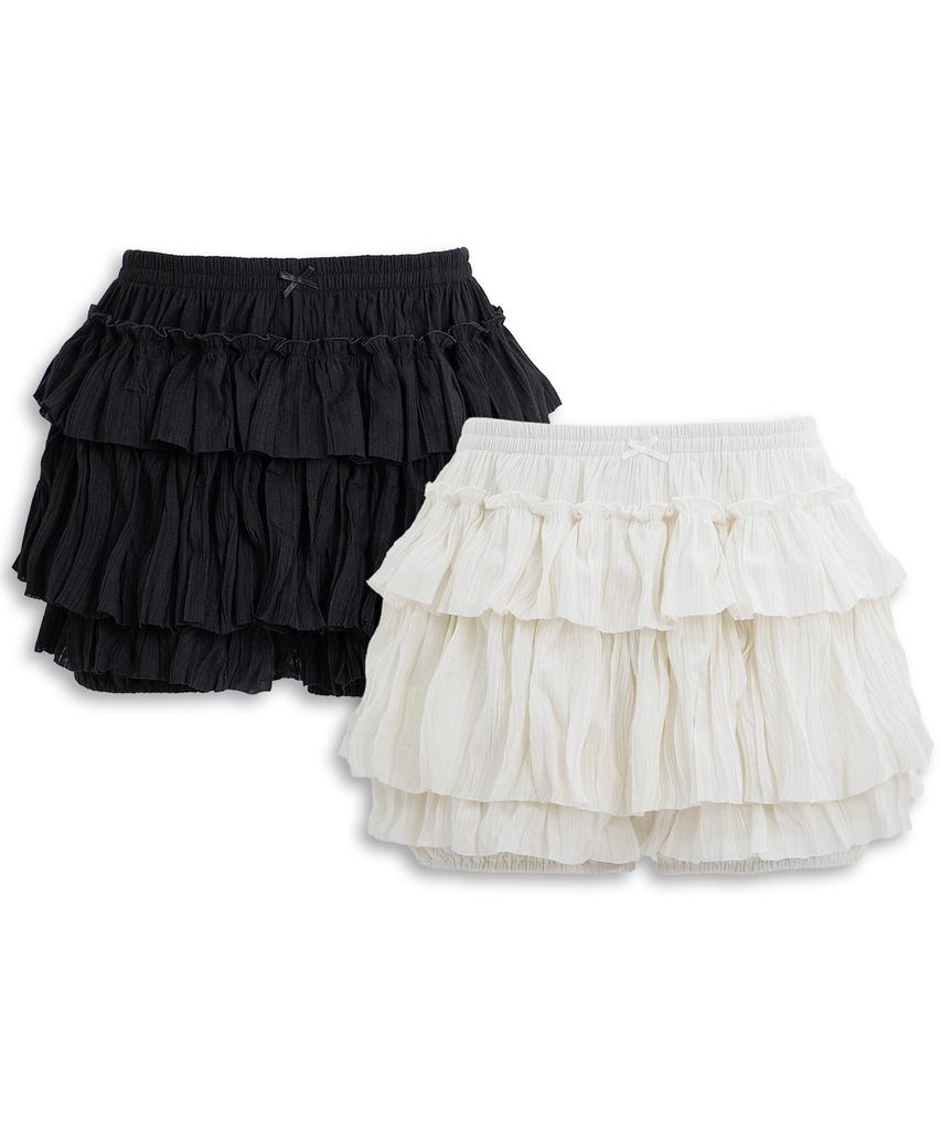 Plasma Sphere Bird Pleated Tiered Shorts Skirt_ 2 Colors