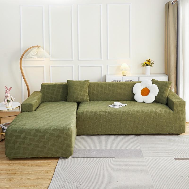 High-end Elastic Solid Color Thick Needle Thickened Jacquard Sofa Cover Embossed Dust Cover All-inclusive Sofa Cover