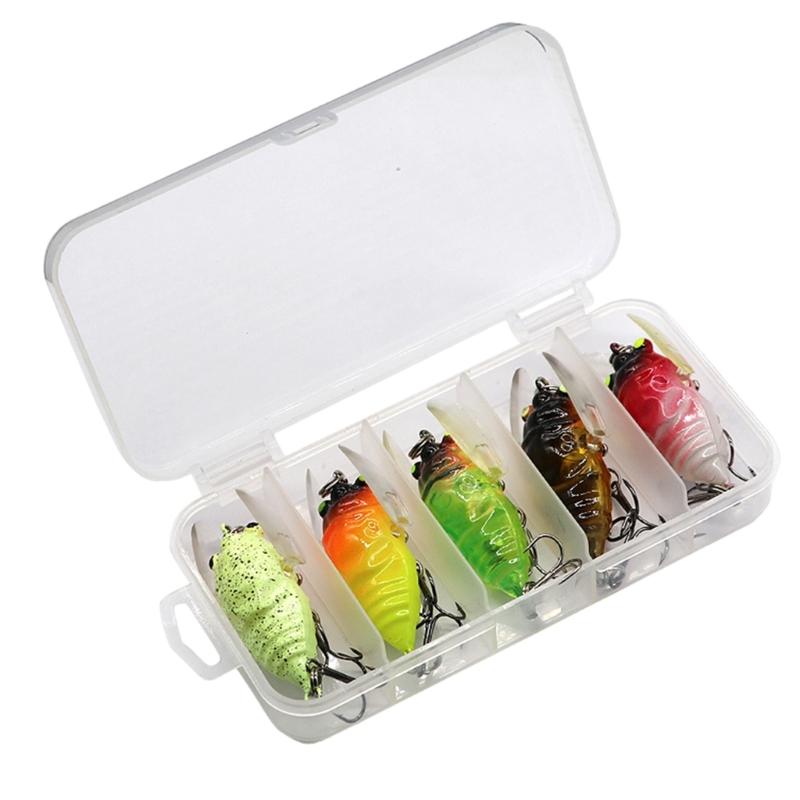

5Pcs Hard Plastic Baits Cicada Crankbait Fishing Lures Insect Baits Artificial Baits Fishing Tackle Accessories 1