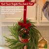 Christmas Mini Wreath Cabinet Window Hanging Decorations with Red Bow and Bells for Party Decoration Wreath Door Decoration