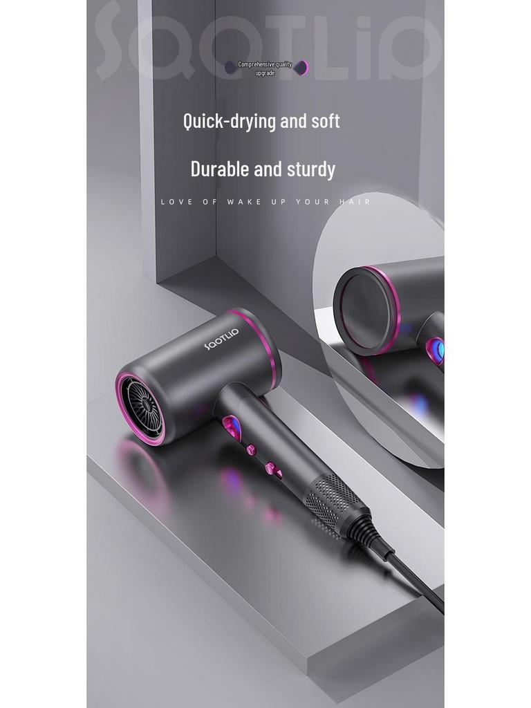 High-Power Hair Dryer with Temperature Display, 6 Levels, Hot & Cold Wind, Negative Ion Technology.