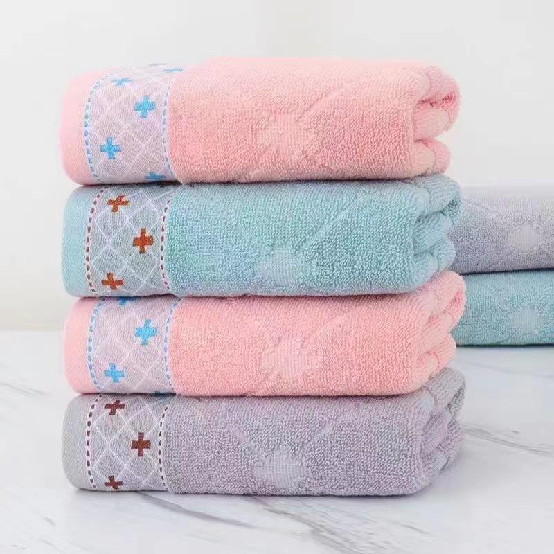 Striped Towel Thickened Cotton Soft and AbsorbentHousehold Towel Embroidery