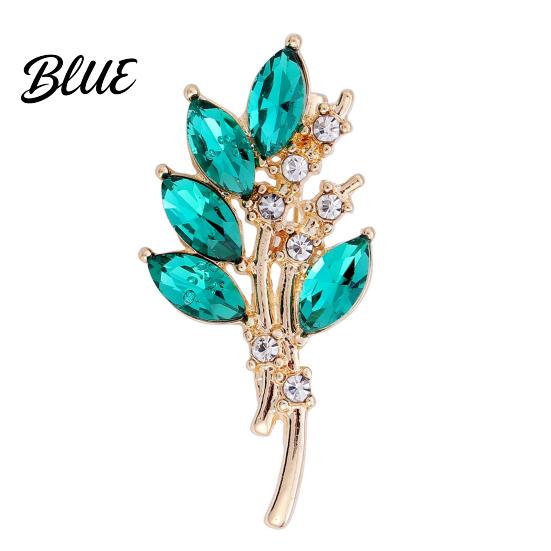 High-cut Transparent Brooch Pin for Women Marquise Shape Olive Branch