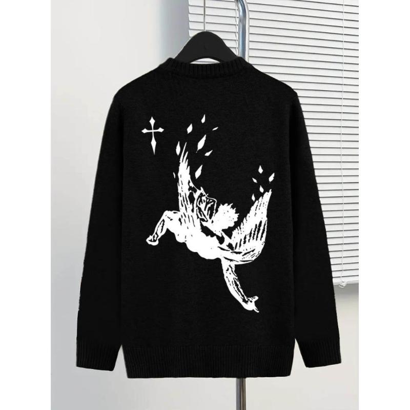 

Oversized Chunky Knit Sweater, Vintage Striped Print, Soft Acrylic, Cold Weather Essential XXL