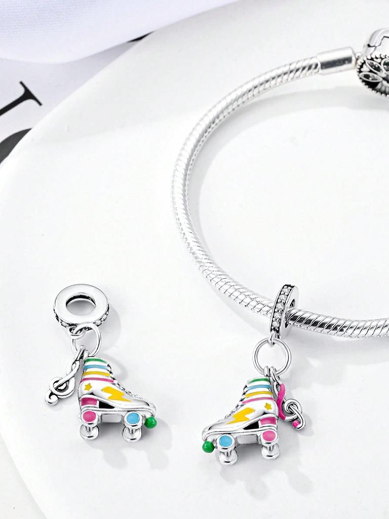 Charms Plata Summer Roller Skates Coconut Tree Beads Copper Plated Fit Charms Original Bracelet For Jewelry Making Diy Charm