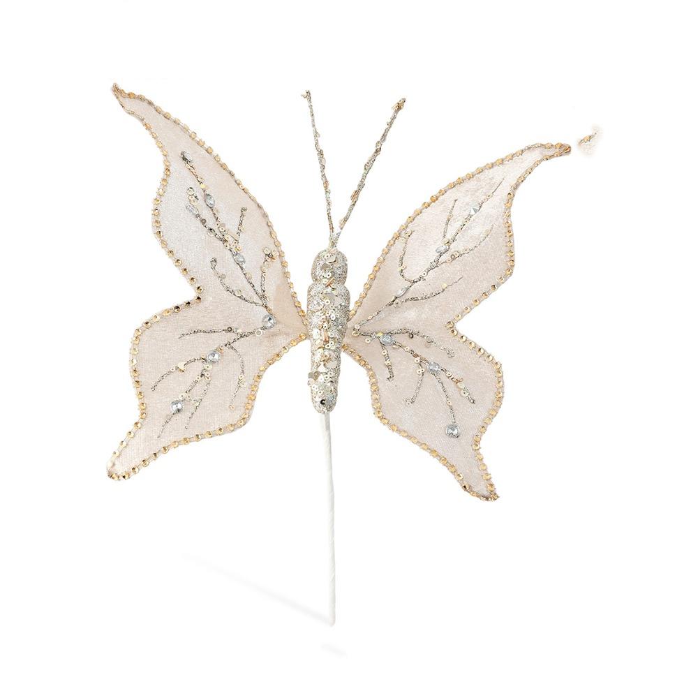 Handmade Sequin Butterfly Christmas Pick Glitter Holiday Artificial Butterfly Wedding Decor