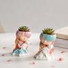 Cute Cat Hugging Girl Flower Pot 3D Silicone Mold for DIY Handmade Crafts Epoxy Resin Candle Plaster Crystal Making Home Decor