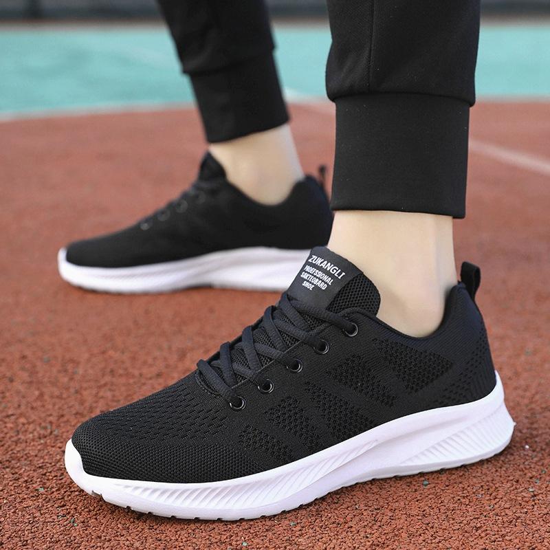 Mesh Breathable Sneakers Autumn Shock Absorption, Light and Comfortable Soft-soled Casual Running Shoes, Black ******** Rope Running Shoes