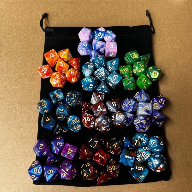 70Pcs Polyhedral Dices MultiSided Acrylic Dices Role Playing Table Game Dices 10 Color Game Dices Easy To Use