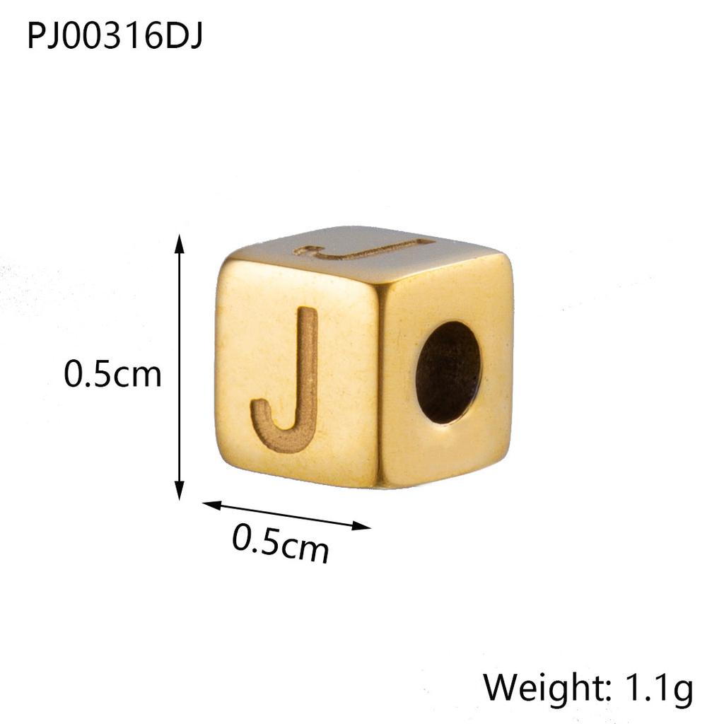 CARLIDANA Stainless Steel Square Charms A-Z Letter Loose Spacer Beads Pendant DIY Bracelet Necklace Jewelry Making Accessories
