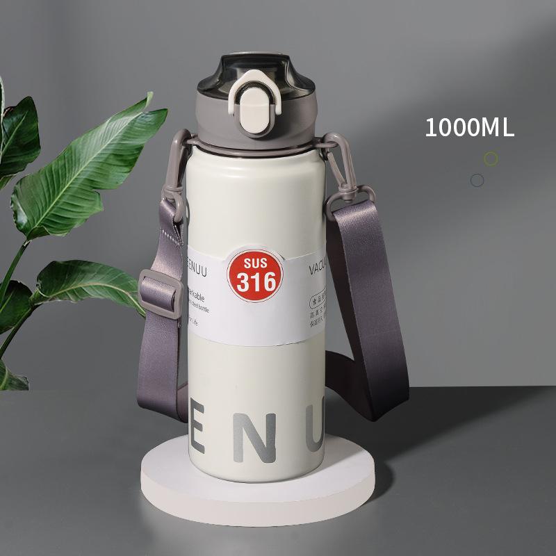 Vacuum Cup Student Only Water Cup 316 Stainless Steel Roomy Mens and Womens Messenger Lightweight Straw Active Kettle