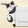 Unique Home Interior Accents 3D Cat Light Switch Sticker, Decorative Resin Wall Plate Cover, Cute Animal Double Socket Guard Stickers, Peel And Stick