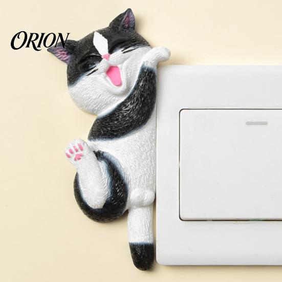 Unique Home Interior Accents 3D Cat Light Switch Sticker, Decorative Resin Wall Plate Cover, Cute Animal Double Socket Guard Stickers, Peel And Stick