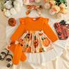 Europäischer & Amerikanischer Baby Halloween Kürbis Totenkopf Body mit Stirnband & Fußabdeckungen