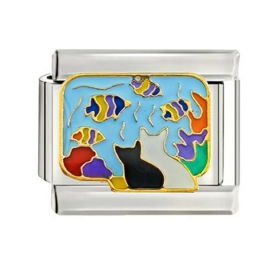 Gold-Plated Titanium Enamel Cross Bracelet - Italian DIY Charm for Little Girls