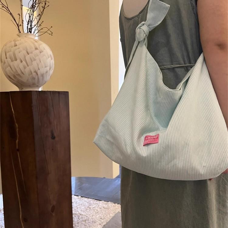 Large Capacity Mint Green Tote Bag New Lazy Canvas Bag Simple Commuter Shoulder Messenger Bag