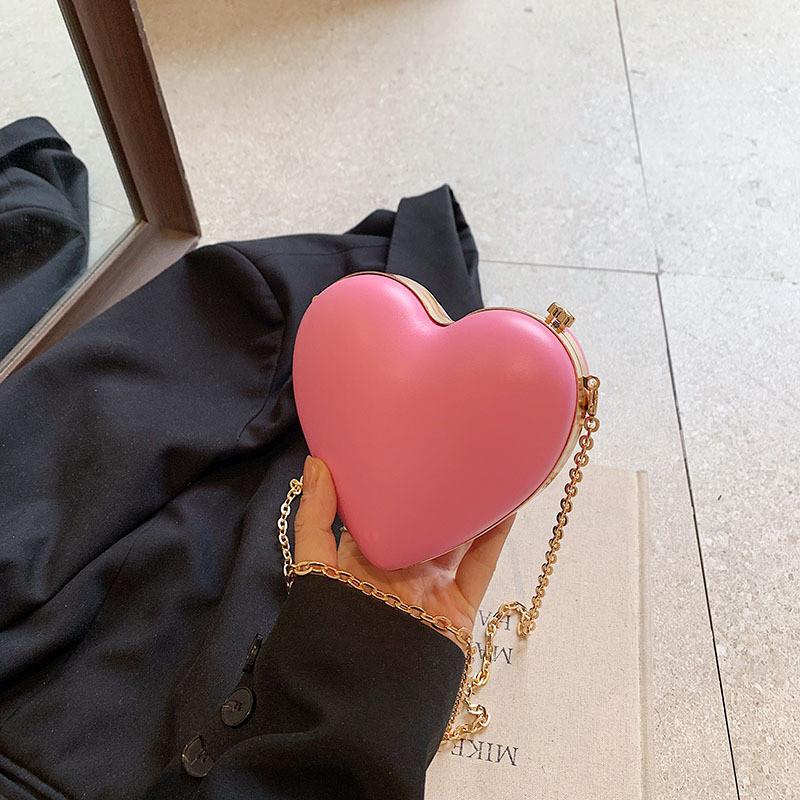 Cute Mini Heart Shaped Shoulder Sling Bag For Women In Colorful Pu Material