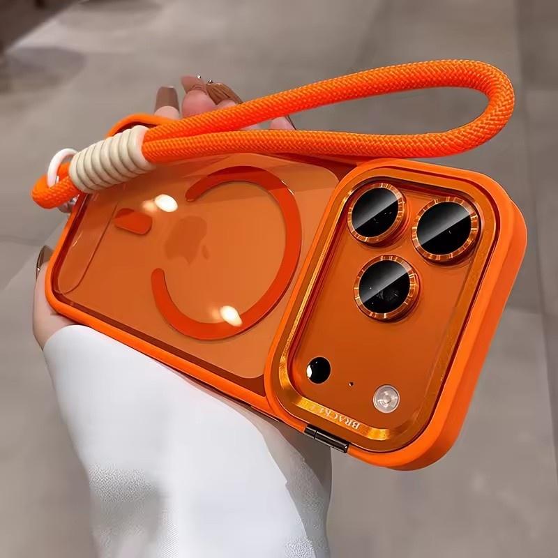 

Чохол Magsafe з кронштейном для камери для iPhone 17 Pro Max, ремінець на руку, плівка для об єктива для iPhone 16 15 14 Plus 11 12 13 Pro Max iPhone 16 Pro Max помаранчевий