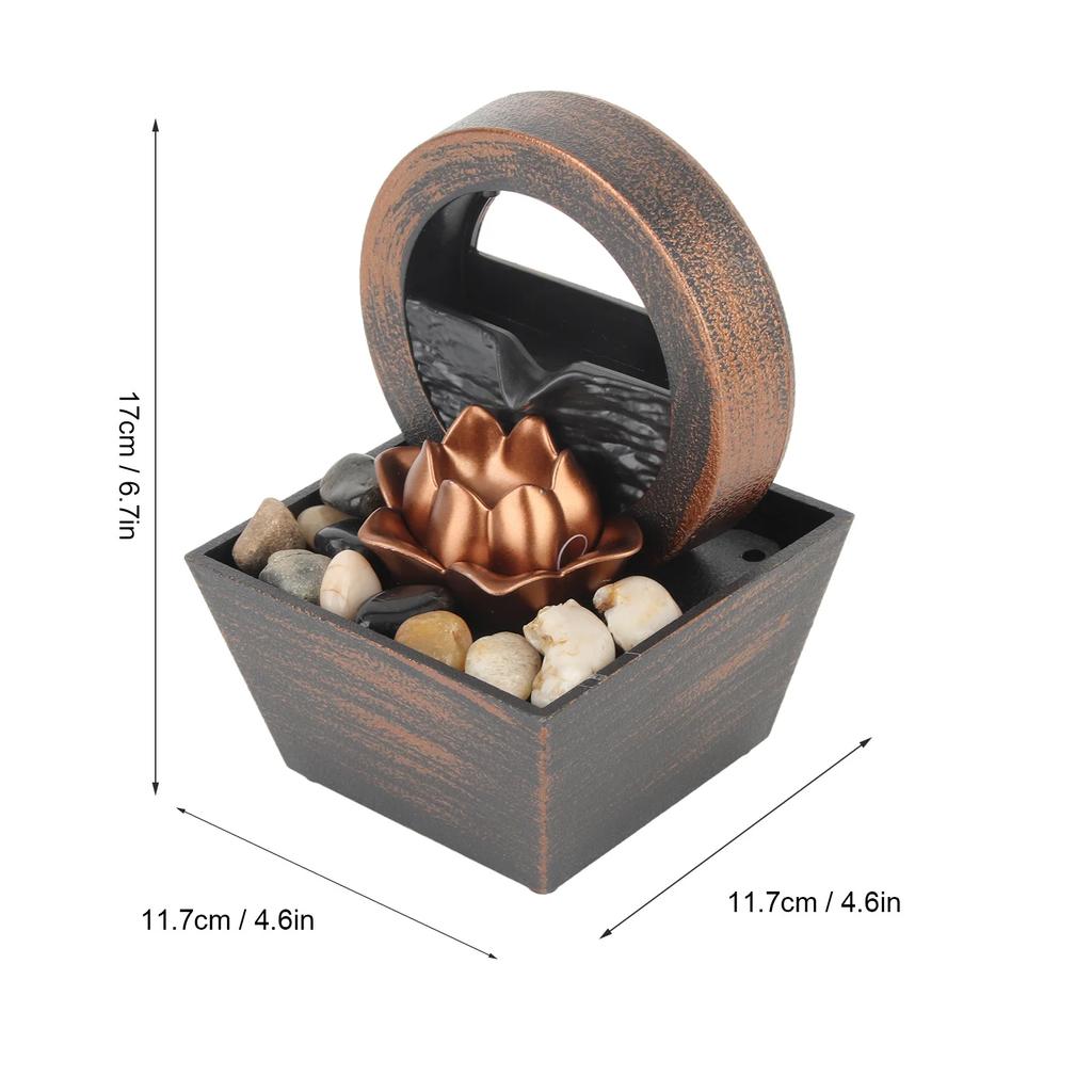 LED Tischbrunnen 5V Dekorativ Stressabbau Wasserfallbrunnen Exquisiter Kunststoff für Heimdekoration