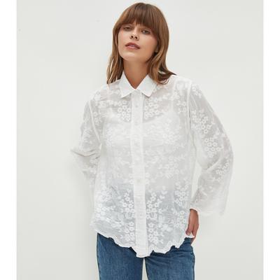 DIMANAF 2025 Dames Lente Shirt Kant Blouse Lange Mouw Knopen Mode Tops T-shirts Losse Witte T-shirts Nieuw