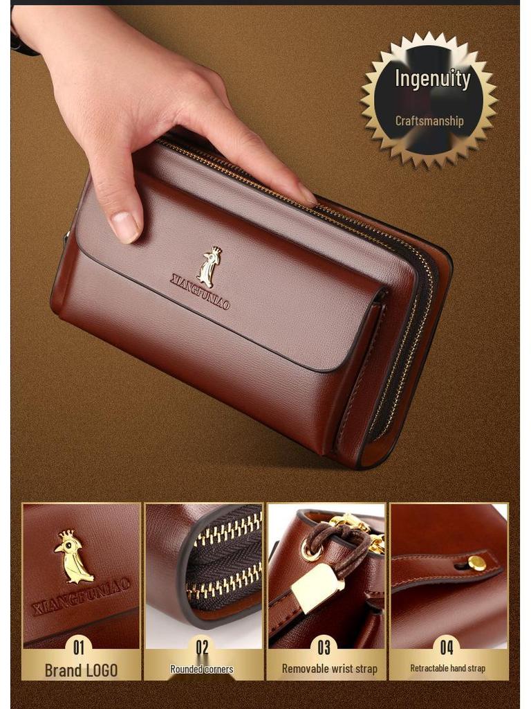 Pánská businessová taštička na zip: Peněženka a držák na karty s velkou kapacitou