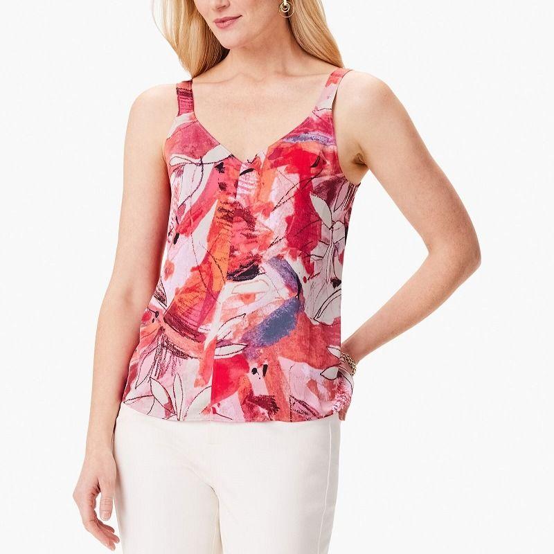 

Тканый абрикосово-красный модный базовый топ-камезоль поплин Apricot white and red printing S