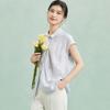 Cotton Silk and Linen Collared Short-sleeved Shirt with High-end and Unique Irregular Design, Summer Women's Top