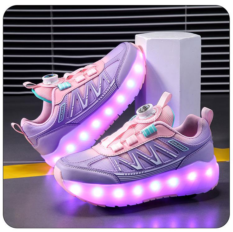 

Взуття для втечі Дитяче 6-12 років Жіночі чотириколісні знімні дитячі роликові ковзани Хлопчачі світні деформовані черевики з USB-зарядкою 37