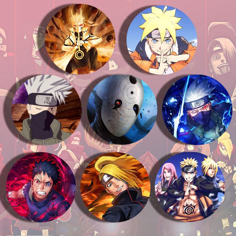 Anime Naruto Badge Set Itachi Uchiha Madara Obito Zabuza Minato Namikaze Cartoon Tin Pin Cosplay Accessories For Fans