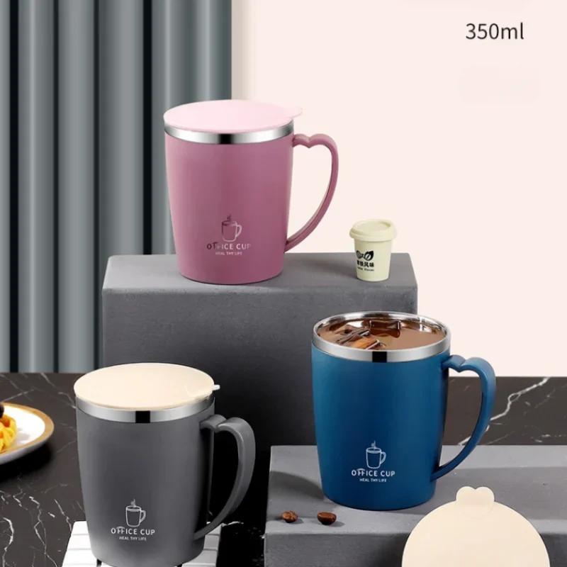 350ml vakuový hrnek přenosný izolovaný hrnek pro venkovní cestování dvojitá stěna z nerezové oceli kávový hrnek s rukojetí a víkem