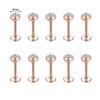 ZS 10 Pcs/lot Gold Color 16/18G Stainless Steel Labret Lip Piercing Men CZ Crystal Ear Cartilage Tragus Helix Piercings 6/8/10MM