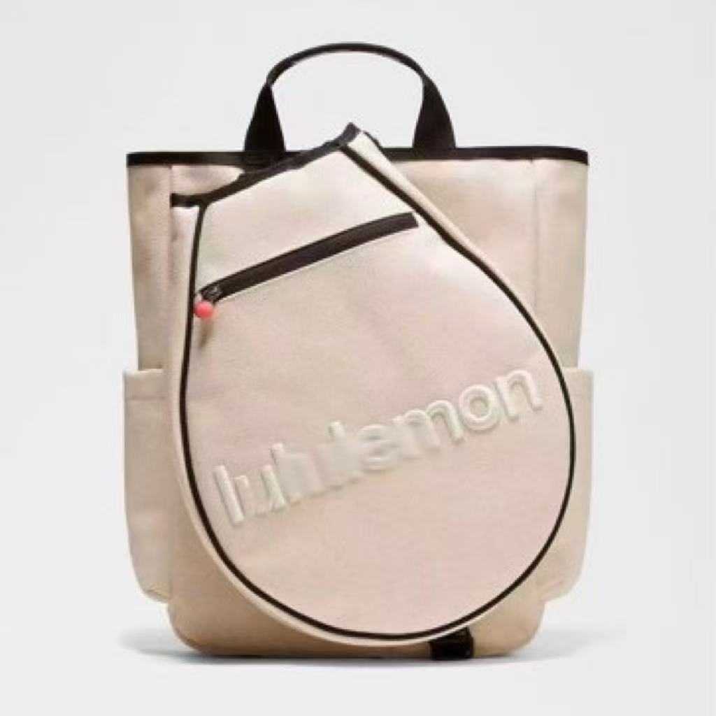 2026New Embroidered Tennis Bag Lightweight Canvas Tennis Sports Handbag Backpack19L Badminton Bag Embroidery black and whit