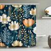 Rustikaler Blumiger Duschvorhang Blau Weiß Gelb Orange Badezimmer Dekor Sichtschutz Stangentasche Haken Für den Heimgebrauch Modernes Design Wasserdicht