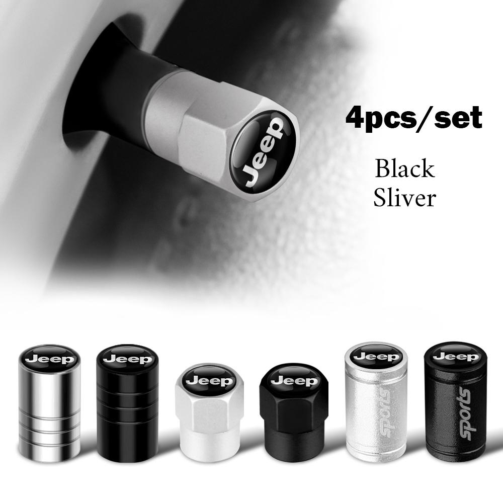 4Pcs 3D Metal Car Wheel Tire Valve Caps Dust-proof Cover Auto Accessories For Jeep Wrangler Renegade Compass Gladiator Cherokee
