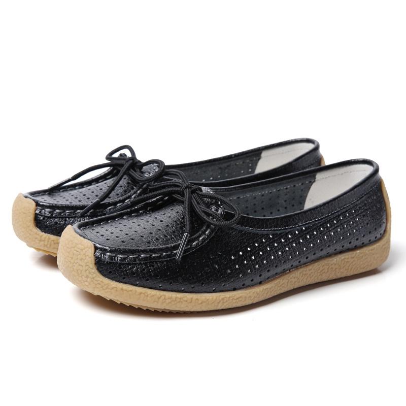 Flache Schuhe, Leder-Slipper, Damen-Freizeitschuhe, Damen