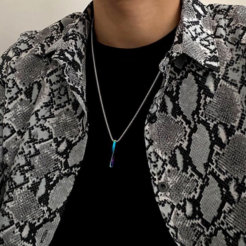 Trendy Spiral Geometric Pendant Necklace: Minimalist Hip-Hop Style for Men, Boys, and Girls In Cool Titanium Steel.
