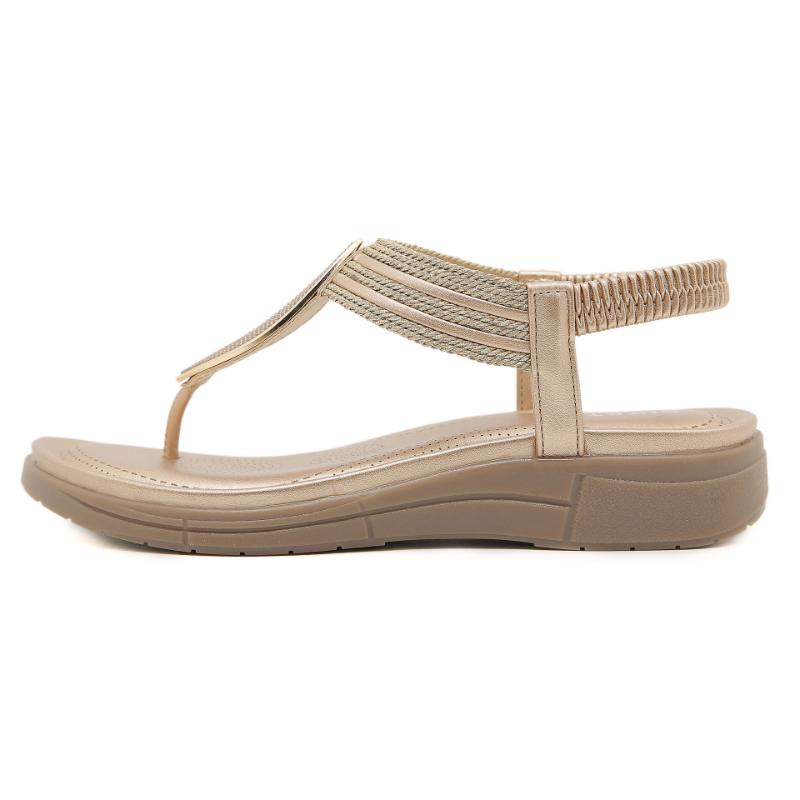 Fashion New Retro 2025 Fashion Soft Bottom Sandals Bohemian Weaving Comfortable Round Head Seaside Vacation Large Size Skirt Elastic