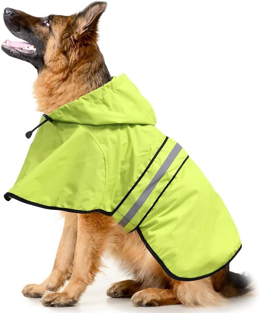 Waterproof Dog Raincoat with Reflective Strips and Adjustable Hood Lightweight Pet Rain Jacket Suitable for Small Medium Large Dogs