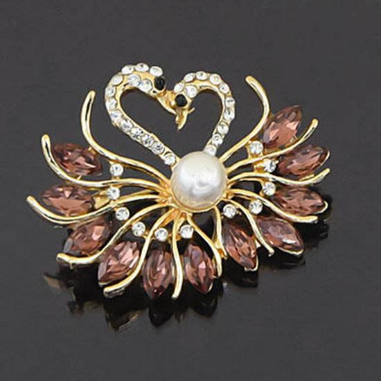 Korean Fashion Rhinestone Swan Brooch Lapel Pin - Versatile Jewelry Accessory